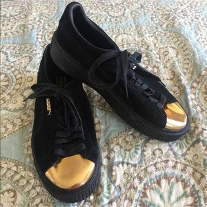 Puma Suede Platform Gold Sneakers!